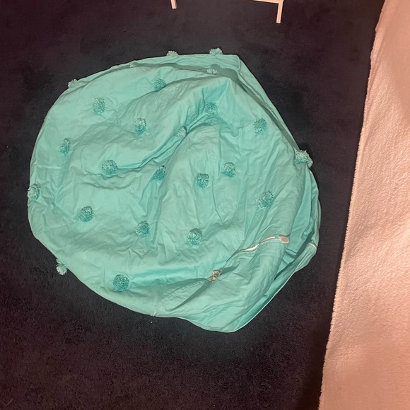 PBteen Large Teal Pom Pom Beanbag Cover - Picture 6 of 7